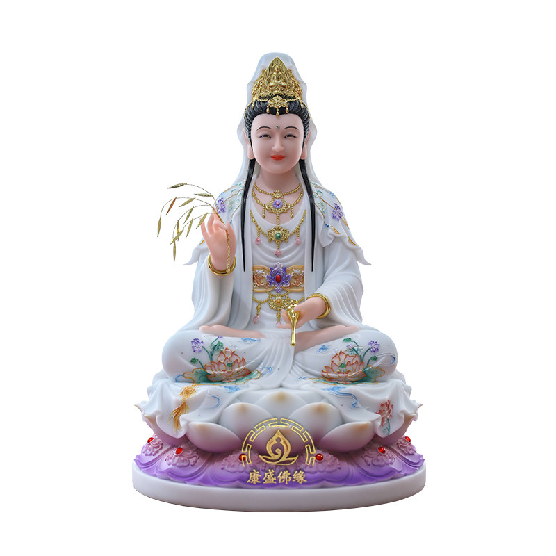 妙善观音汉白玉菩萨神像供奉摆件