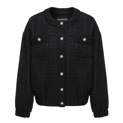 REINEREN任茜设计师款2026春季新款圆领针织拼接休闲小香风夹克