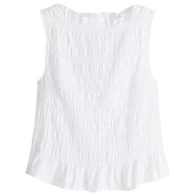 HM女装春季时尚休闲修身无袖缩褶衬衣上衣1263464