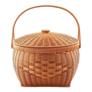 大号方底仿藤编织拜拜神野餐户外清明加高加大买菜篮购物手提篮子