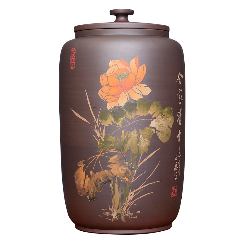 紫陶21饼茶缸24L水缸大号茶叶罐