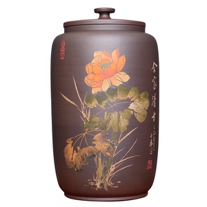 紫陶21饼茶缸24L水缸大号茶叶罐