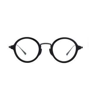 万年龟眼镜KameManNen圆形日本手工纯钛超轻玳瑁黑色镜架KMN-1110