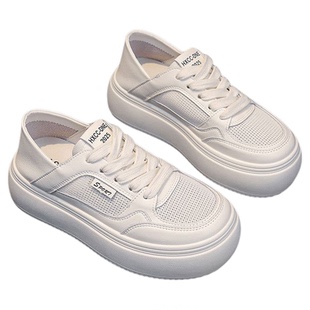 网面厚底小白鞋女鞋2026夏季新款透气增高休闲运动板鞋一脚蹬单鞋