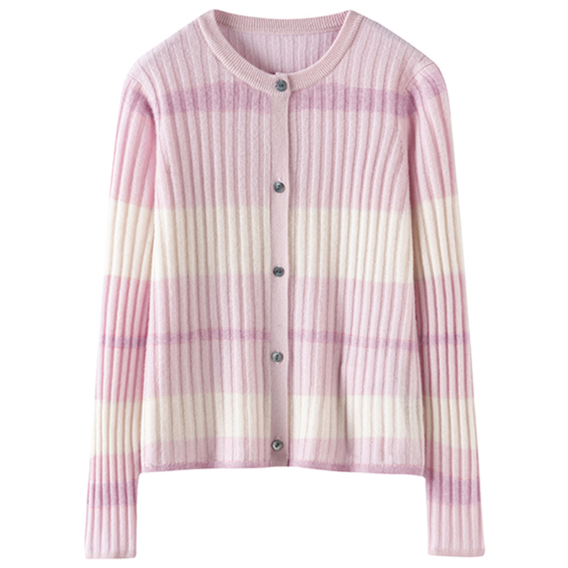 层林尽染~100%纯山羊绒开衫女短款秋冬新品针织毛衣薄外套显瘦