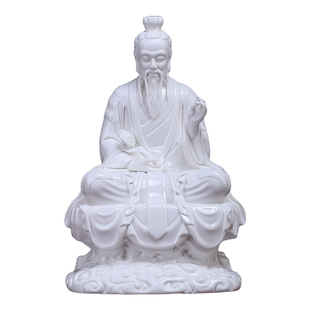 戴玉堂德化白瓷祥云三清神像元始道德灵宝天尊太上老君像陶瓷摆件