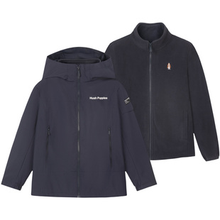 暇步士童装儿童三合一厚外套25秋冬新品男童三防风衣女童保暖内里