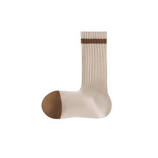 木几良品袜子女四季运动纯棉条纹中筒袜吸汗防臭抗菌女款长筒袜