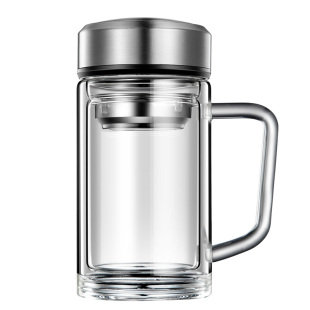 双层玻璃水杯男士手柄家用隔热办公个人专用茶杯耐高温2025年新款