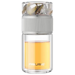 茶水分离泡茶杯迷你双层玻璃杯透明便携可爱小巧男士水杯个人专用