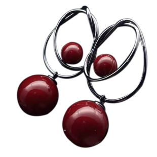 港风复古夸张枪黑色大珍珠红色耳环不规则几何气质耳饰时尚轻奢女