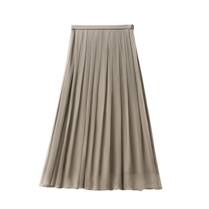 桑蚕丝欧根纱雾感珠链重工褶裙