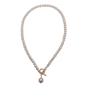 天然强光淡水珍珠镶钻OT扣项链 轻奢小众设计ins风冷淡风锁骨链