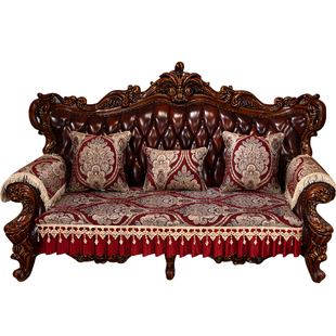 欧式沙发垫红色喜庆四季通用布艺高档奢华靠背巾贵妃全罩盖定制