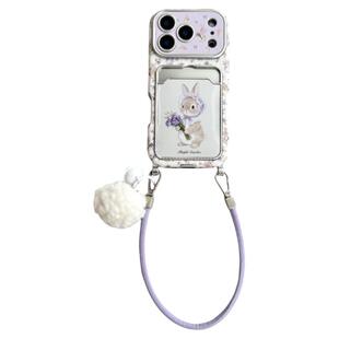 由里公园ins早春温柔碎花兔子镜面卡包挂绳17适用17pro苹果17ProMax手机壳iPhone16全包14新款16Promax保护套