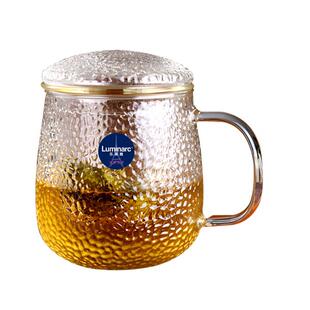 乐美雅高硼硅玻璃杯茶水分离泡茶杯耐高温花茶杯带把手茶杯可明火