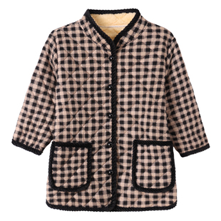 中老年人女秋冬半袖棉衣外套加绒保暖坎肩妈妈装中袖马甲短袖棉袄