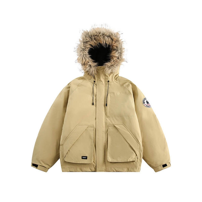 「CARGOAZ」2025AW 美式复古冬季毛领工装棉服男高级感bf情侣外套