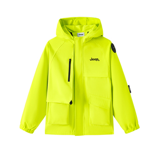Jeep吉普儿童户外冲锋衣防风防水男童连帽夹克女童机能三合一外套