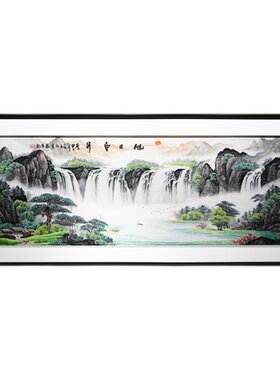 苏绣沙发背景墙纯手工轻奢成品