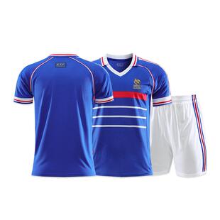 1998年法国队复古足球服套装男女成人儿童10号齐达内比赛球衣定制