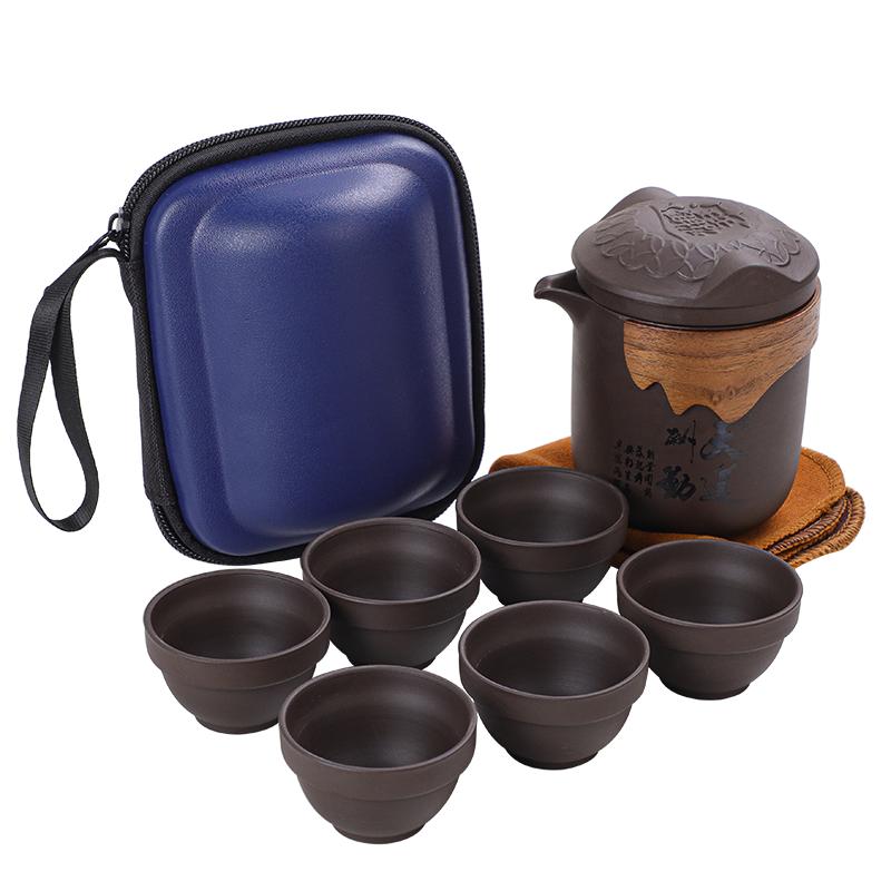 陶瓷紫砂旅行茶具套装户外便携式车载露营功夫茶具茶壶茶杯家用