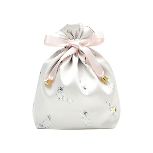 可爱猫咪印花仿丝面料旅行内衣收纳袋 抽绳袋小物收纳 大小号可选