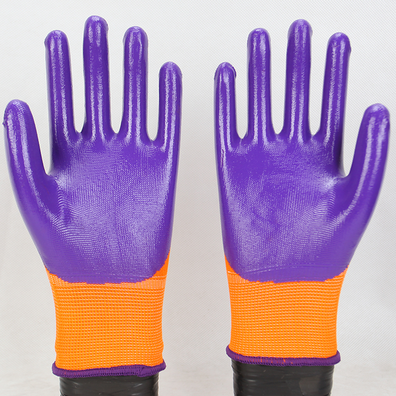 弘鼎劳保手套耐磨王尼龙丁晴浸胶防滑耐戴防油半挂透气男工作防护