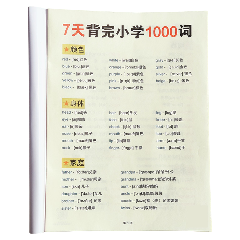 小学英语重点语法词汇本