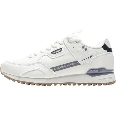 特步女鞋跑步鞋皮面防水运动鞋