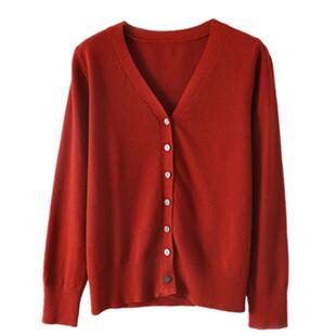 2026春季新款V领羊毛开衫女针织衫薄款修身长袖毛衣外套