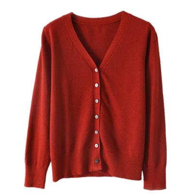 V领外搭纯色百搭针织羊毛开衫