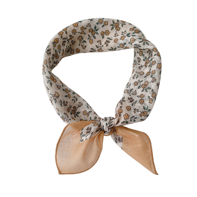 碎花法式复古清新女棉方巾围巾