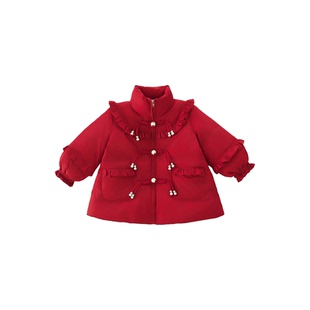 女童羽绒服中长款冬季2026新款儿童大红白鸭绒外套新年女宝宝冬装