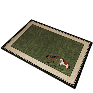 入户门地垫圈绒2026新款家用中古风复古绿色高级耐脏防滑蹭土脚垫