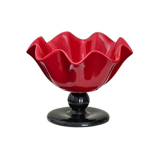 金卡佰水果盘新款客厅茶几家用红色高脚果盘高端高颜值零食收纳盘