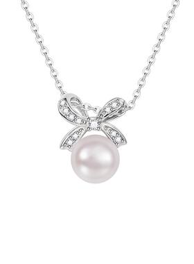 瑟拉蒙925银蝴蝶天然珍珠项链女