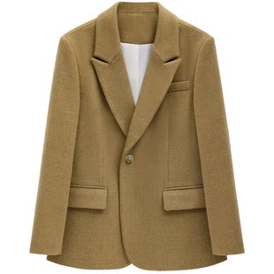 图曼朵毛呢西装外套女秋冬新款小个子短款小香风套装通勤面试正装