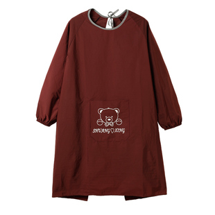 反穿罩衣防水女长袖围裙餐饮专用家用厨房做饭工作男定制logo印字