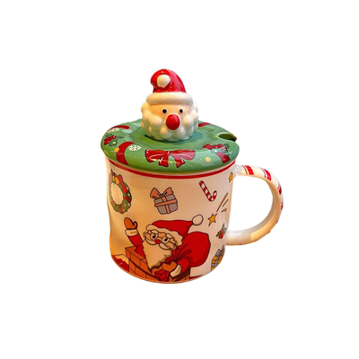 圣诞立体盖马克杯陶瓷杯可爱学生