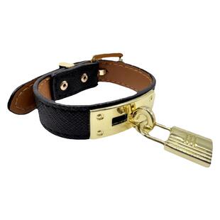 欧美款锁头单圈皮革手镯潮流女手链小众设计网红款饰品小红书推介