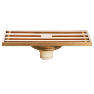 潜水艇金色全铜移位短款内芯40管防臭地漏卫生间通用防返味淋浴房