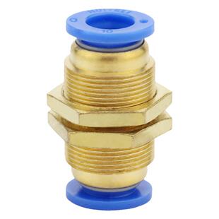 外螺纹气动铜软管穿板快插PM4/6/8/10/12mm隔板直通气管快速接头