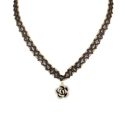 JXRX复古气质山茶花蕾丝项链