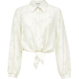 Vero Moda衬衫2025秋季新款翻领印花打结下摆休闲上衣325305017