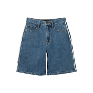 糖皮出品 松弛自在 侧缝撞色毛边 水洗磨白 夏季纯棉牛仔中裤