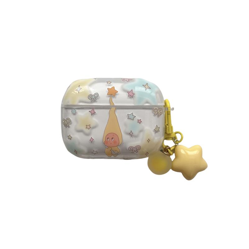 可爱卡通彩色星星人适用苹果耳机保护套airpods4无线蓝牙耳机壳airpodpro3代2二代ipod耳机盒airpods3保护壳