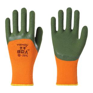 加绒加厚毛圈保暖发泡PVC手套劳保工作耐磨防滑防水工地塑胶浸胶