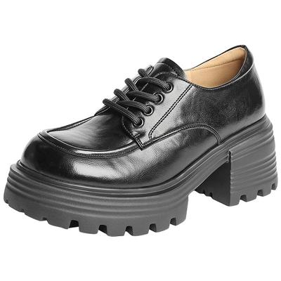 森达牛津鞋女款2025秋季新款商场同款厚底粗高跟单鞋XQN02CM5