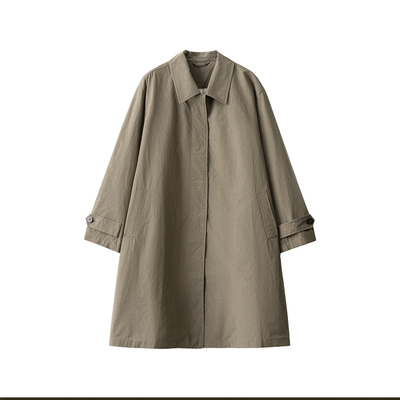 简约大气中长款长绒棉风衣